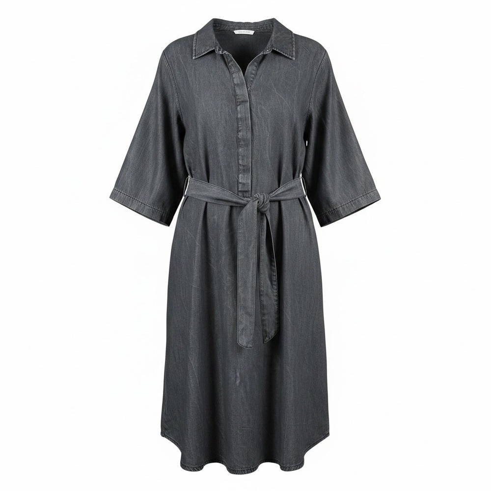Cato Dark Gray Denim Shirt Dress with Tie Belt